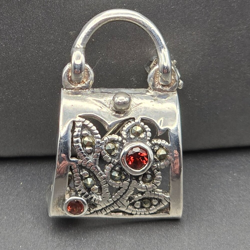 Sterling Garnet Purse Brooch by FAS – Chic & Collectible